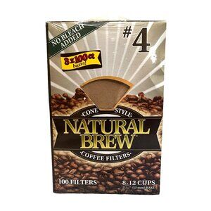 3 Pack Cone Style Natural Brew Coffee Filters #4 Filters Boxes Bleach Free